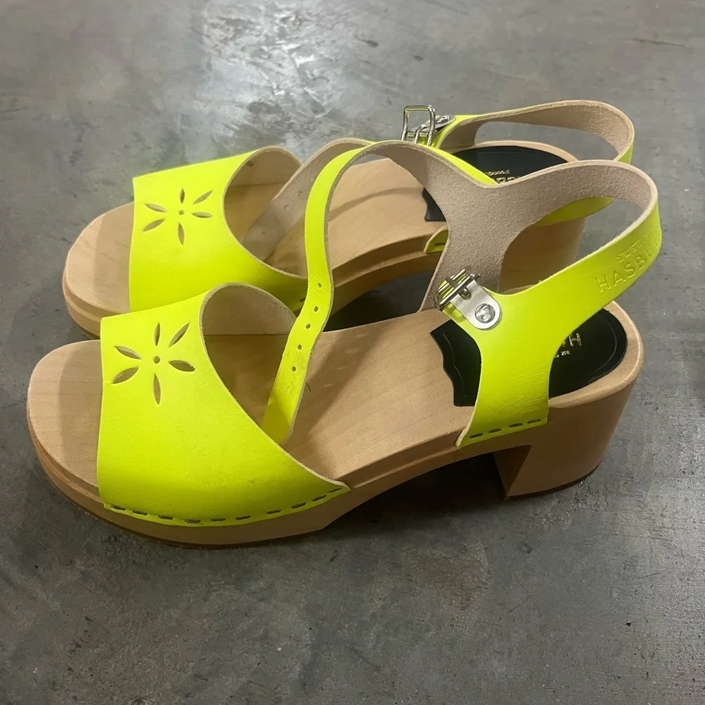 Swedish Hasbeens Yellow Sandals with Cutout Design - Picture 2 of 4